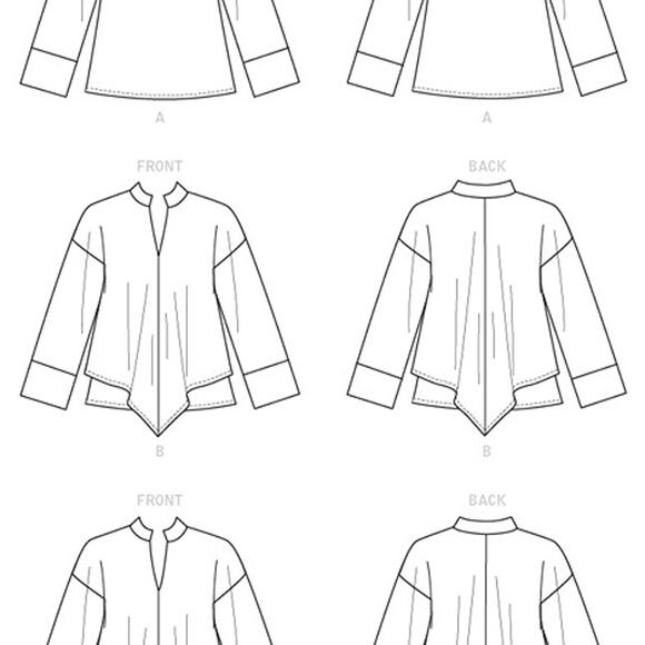 Sewing Pattern Vogue V9348 Pullover Top Standup Collar w/variations  L-XXL - Picture 8 of 8